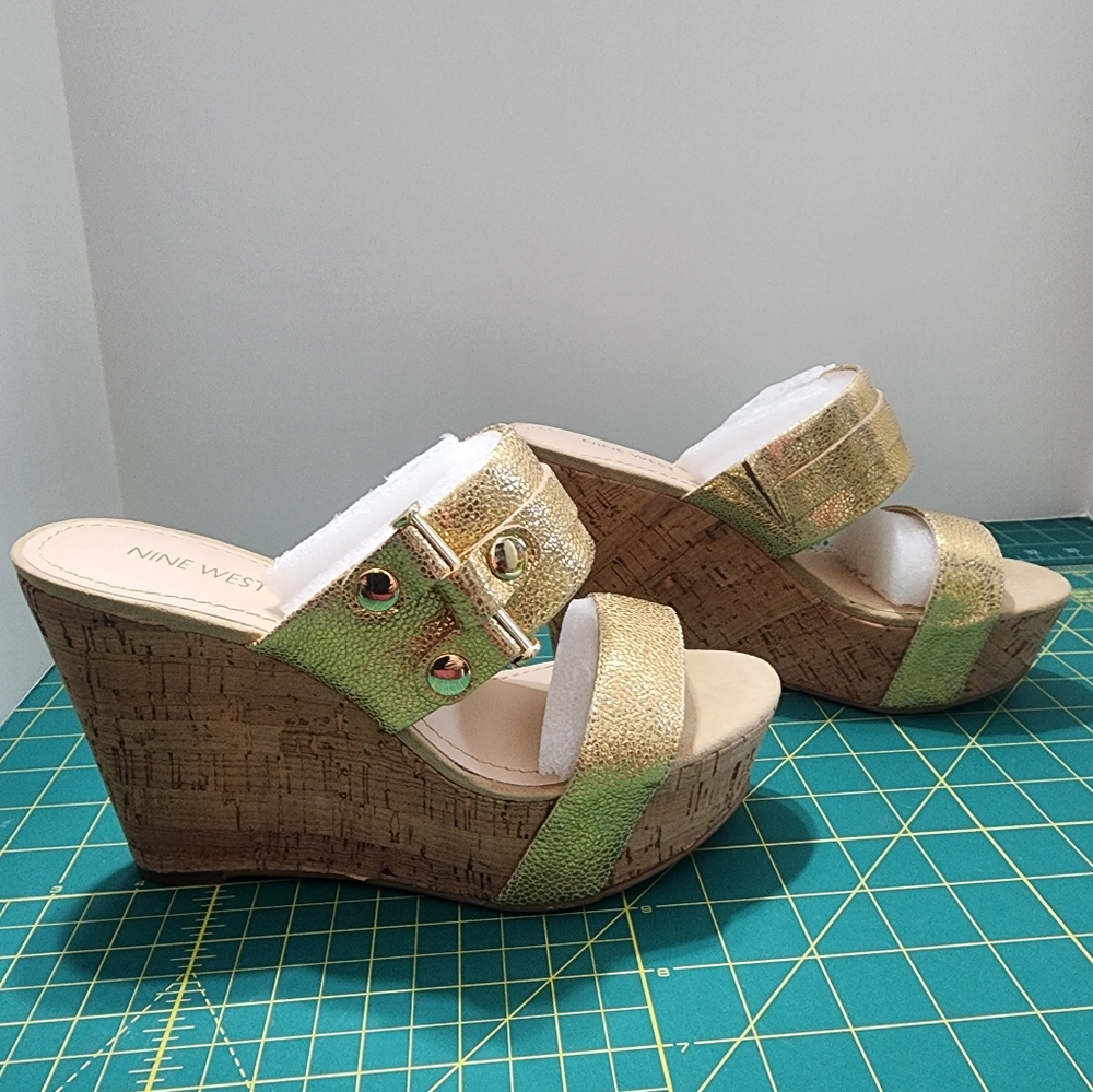New Nine West Lara GOLD wedge women's
